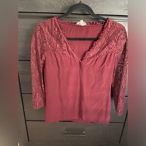 Sezane silk and lace blouse